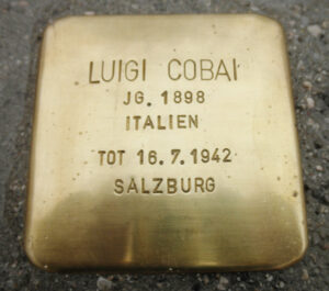 <p>LUIGI COBAI<br />
JG. 1898<br />
ITALIEN<br />
TOT 16.7.1942<br />
SALZBURG</p>
