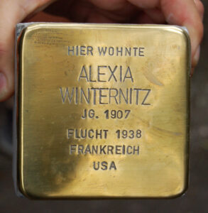 <p>HIER WOHNTE<br />
ALEXIA WINTERNITZ<br />
JG. 1907<br />
FLUCHT 1938<br />
FRANKREICH, USA<br />
ÜBERLEBT</p>
